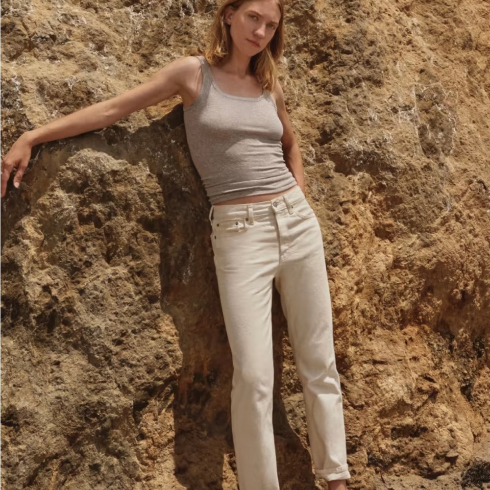 Everlane The Rigid Slouch Ecru Ivory Cream Jean, Size 27 Regular
